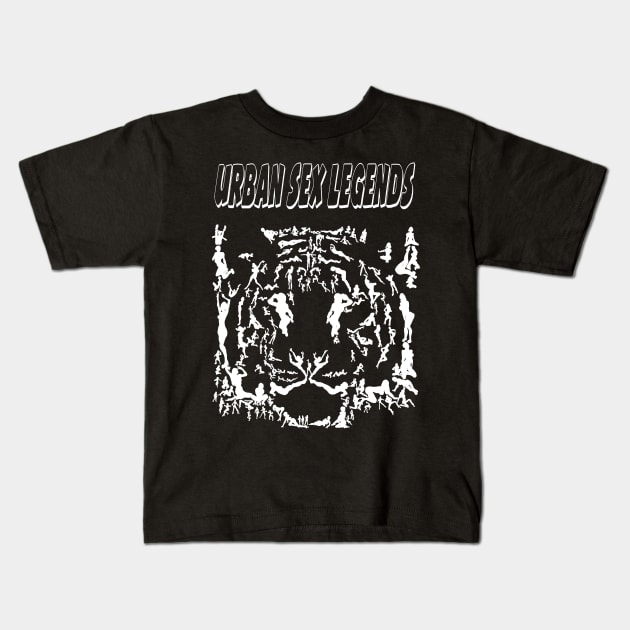 Urban Sex Legends-Tiger Face-(Black Tee) Kids T-Shirt by The Taoist Chainsaw